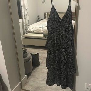 Aqua Women’s Tiered Calf Midi Dress
Black and white polka dots